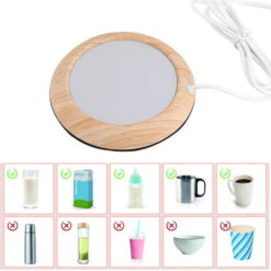 Coffee Mug Warmer For Desk Auto Shut Off USB, Electric Beverage Warmer For Coffee,Cocoa,Tea,Milk Shallow Wood Grain -Home Appliance Store 77432048 3