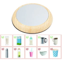 USB Coffee Mug Warmer, Wood Grain Cup Warmer Beverage Mug Heat Mat Water Milk Warmer Plate Shallow Wood Grain -Home Appliance Store 77432283 3