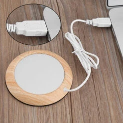 USB Coffee Mug Warmer, Wood Grain Cup Warmer Beverage Mug Heat Mat Water Milk Warmer Plate Shallow Wood Grain -Home Appliance Store 77432283 4