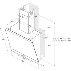 Hotpoint Angled Cooker Hood Kitchen Extractor Fan In Black / SS - PHVP 6.6F LM K -Home Appliance Store 78211309 5
