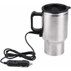 Electric Mug - 12V 450ml Stainless Steel + PP Premium Vacuum Insulated Travel Heated Mug