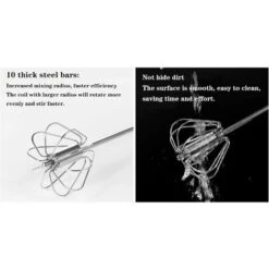 Automatic Rotating Stirrer Manual Beaters And Stainless Steel Whisks Stainless Steel Semi-automatic Hand Egg Beater Milk Frother Non-Electric Mixer(12 Inch) READCLY -Home Appliance Store 80962911 4