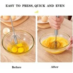 Automatic Rotating Stirrer Manual Beaters And Stainless Steel Whisks Stainless Steel Semi-automatic Hand Egg Beater Milk Frother Non-Electric Mixer(12 Inch) READCLY -Home Appliance Store 80962911 5