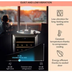 Klarstein Vinamour 16 Uno Wine Fridge 16 Bottles/42 Litres 5-18°C 41dB Glass -Home Appliance Store 83740595 4