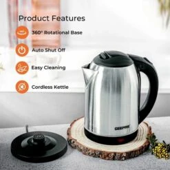 Electric Kettle Stainless Steel Cordless Jug 1.8L Overheat Protection Geepas -Home Appliance Store 83743717 3