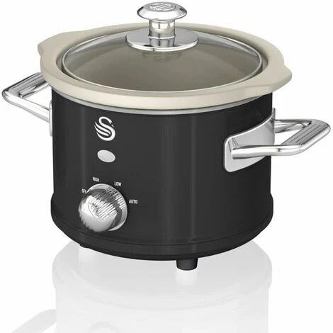 Swan 1.5L Slow Cooker Retro Black 4 Swan 1.5L Slow Cooker Retro Black - Image 2