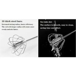 Automatic Rotary Beater Stainless Steel Manual Beaters And Whisks Stainless Steel Semi-automatic Hand-held Egg Whisk Milk Frother Non-electric Mixer (12 Inch) GTA -Home Appliance Store 86193006 4