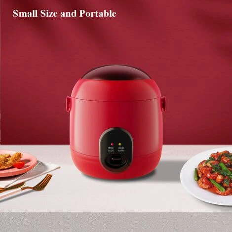 1.2L Mini Steam Rice Cooker With Removable Non-Stick Pot And Indicator Lights - Perfect Rice In Minutes For 1-2 People,Red 5 1.2L Mini Steam Rice Cooker With Removable Non-Stick Pot And Indicator Lights - Perfect Rice In Minutes For 1-2 People,Red - Image 3