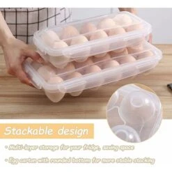 Pieces Fridge Egg Box, Clear Plastic Egg Box, Fridge Egg Box With Lid, Stackable Egg Holder, 10 Egg Capacity (Clear) -Home Appliance Store 86608495 3