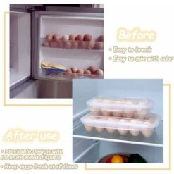 Pieces Fridge Egg Box, Clear Plastic Egg Box, Fridge Egg Box With Lid, Stackable Egg Holder, 10 Egg Capacity (Clear) -Home Appliance Store 86608495 5