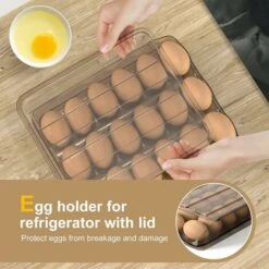 Egg Box Refrigerator Storage With Lid 18 Eggs With Tilt Angle Automatic Filling -Home Appliance Store 86608717 3