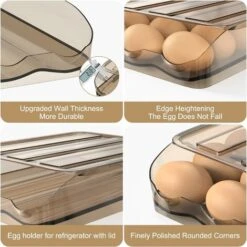 Egg Box Refrigerator Storage With Lid 18 Eggs With Tilt Angle Automatic Filling -Home Appliance Store 86608717 4