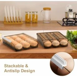 Egg Box Refrigerator Storage With Lid 18 Eggs With Tilt Angle Automatic Filling -Home Appliance Store 86608717 5