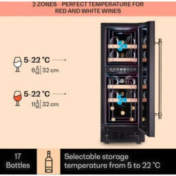 Klarstein Vinovilla 17 Built-In Duo Vilhelmine Edition Wine Fridge 17 Bottles 3-Colour Glass Door -Home Appliance Store 87106525 3
