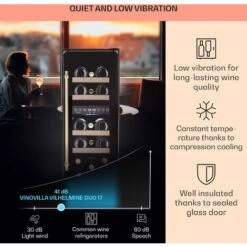 Klarstein Vinovilla 17 Built-In Duo Vilhelmine Edition Wine Fridge 17 Bottles 3-Colour Glass Door -Home Appliance Store 87106525 4