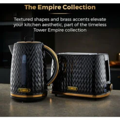 Tower Empire Kettle And 2 Slice Toaster Set Black -Home Appliance Store 87185148 4