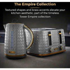 Tower Empire Kettle And 4 Slot Toaster Set Grey -Home Appliance Store 87187053 4