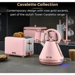 Tower Cavaletto Jug Kettle And 2 Slice Toaster Set Pink -Home Appliance Store 87187068 4
