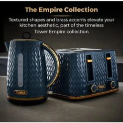 Tower Empire Kettle And 4 Slot Toaster Set Midnight Blue -Home Appliance Store 87568803 4