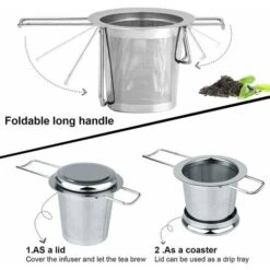 Tea Filter, Stainless Steel Tea Strainer, Tea Strainer, Tea Infuser Tea Strainer With Lid, Fine Hole Tea Filter, Foldable Handle Design Suitable For Cups/Teapot 9 Tea Filter, Stainless Steel Tea Strainer, Tea Strainer, Tea Infuser Tea Strainer With Lid, Fine Hole Tea Filter, Foldable Handle Design Suitable For Cups/Teapot -Home Appliance Store 87636813 3