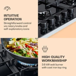Klarstein Ignito Chef Edition 5 Zones Gas Hob 5 Burners Sabaf Burners Glass Ceramic -Home Appliance Store 88778463 5