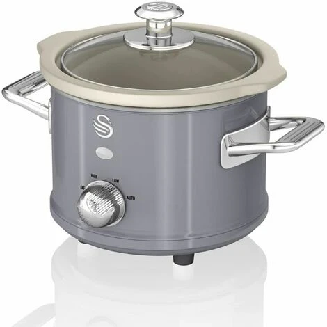 Swan 1.5L Slow Cooker Retro Grey 4 Swan 1.5L Slow Cooker Retro Grey - Image 2