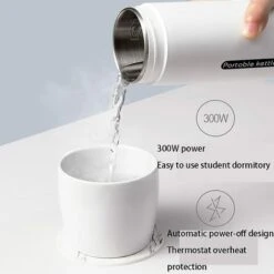 Travel Electric Water Cup, Portable Kettle, Electric Heating Water Cup, Small Mini Home Dormitory, Portable Travel Heating Cup (White) -Home Appliance Store 89793587 5