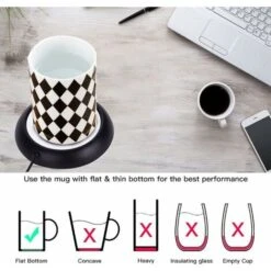 MODOU - USB Cup Warmer, Plate Drink Warmer, Heated Coasters For Coffee Warmer Utensils For Bar Office Home (Black) -Home Appliance Store 89804458 3