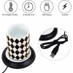 MODOU - USB Cup Warmer, Plate Drink Warmer, Heated Coasters For Coffee Warmer Utensils For Bar Office Home (Black) -Home Appliance Store 89804458 4