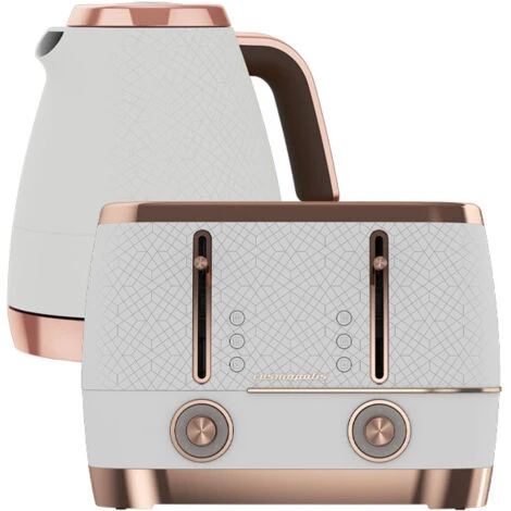 Beko Off White & Rose Gold Cosmopolis Dome Kettle & 4 Slice Toaster Set 3 Beko Off White & Rose Gold Cosmopolis Dome Kettle & 4 Slice Toaster Set