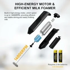 Electric Milk Frother Handheld With Stainless Steel Stand Battery Powered Foam Maker -Home Appliance Store 90643877 5