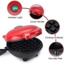 Mini Waffle Maker Machine For Individual Waffles, Paninis, Hash Browns Pink -Home Appliance Store 90745702 4