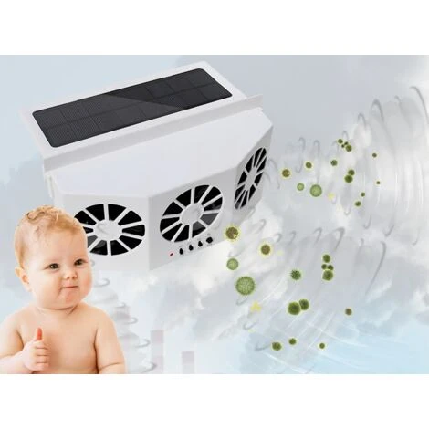 Car Solar Fan, Solar Cooler Exhaust Fan Three Air Outlet Exhaust Fan (Black) 4 Car Solar Fan, Solar Cooler Exhaust Fan Three Air Outlet Exhaust Fan (Black) - Image 2