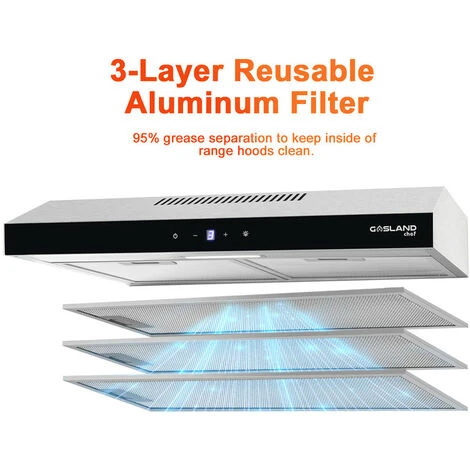 Gasland Chef SR60SS Visor Cooker Hoods 60cm, Quiet Cooker Hood Exhaust 202 M³/h With Carbon Filters Recirculating, 3 Levels Touch Control Undercabinet Extractor Stainless Steel Silver Glass Screens [E 5 Gasland Chef SR60SS Visor Cooker Hoods 60cm, Quiet Cooker Hood Exhaust 202 M³/h With Carbon Filters Recirculating, 3 Levels Touch Control Undercabinet Extractor Stainless Steel Silver Glass Screens [E - Image 3