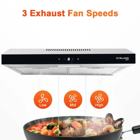Gasland Chef SR60SS Visor Cooker Hoods 60cm, Quiet Cooker Hood Exhaust 202 M³/h With Carbon Filters Recirculating, 3 Levels Touch Control Undercabinet Extractor Stainless Steel Silver Glass Screens [E 6 Gasland Chef SR60SS Visor Cooker Hoods 60cm, Quiet Cooker Hood Exhaust 202 M³/h With Carbon Filters Recirculating, 3 Levels Touch Control Undercabinet Extractor Stainless Steel Silver Glass Screens [E - Image 4