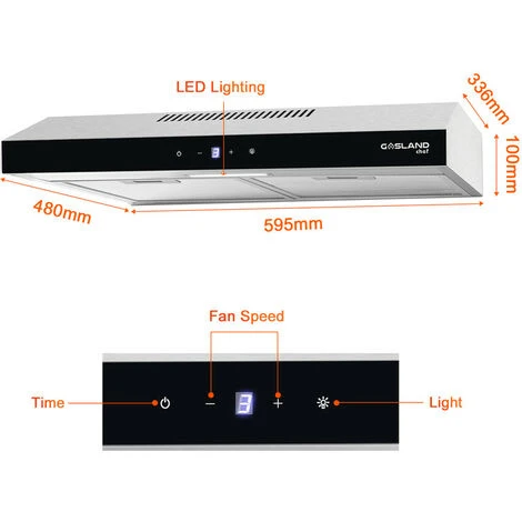 Gasland Chef SR60SS Visor Cooker Hoods 60cm, Quiet Cooker Hood Exhaust 202 M³/h With Carbon Filters Recirculating, 3 Levels Touch Control Undercabinet Extractor Stainless Steel Silver Glass Screens [E 7 Gasland Chef SR60SS Visor Cooker Hoods 60cm, Quiet Cooker Hood Exhaust 202 M³/h With Carbon Filters Recirculating, 3 Levels Touch Control Undercabinet Extractor Stainless Steel Silver Glass Screens [E - Image 5