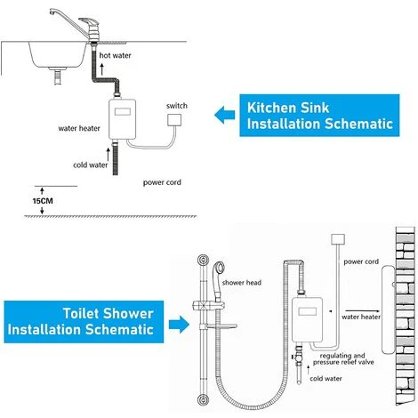 Electric Water Heater,Mini Fast Heating Water Heater Anti-Leakage Protection, IPX4 Splash-Proof Water Heater (White) 7 Electric Water Heater,Mini Fast Heating Water Heater Anti-Leakage Protection, IPX4 Splash-Proof Water Heater (White) - Image 5
