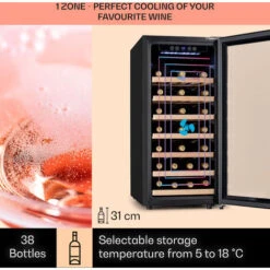 Klarstein Vinamour 54D Wine Refridgerator 2 Zones 148 L 54 Bottles Stainless Steel Front -Home Appliance Store 92862160 3