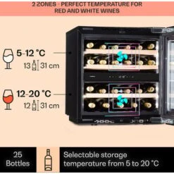 Klarstein Rhône 25 Duo Wine Cooler Compression Cooling 2 Zones 75 Litres / 25 Bottles -Home Appliance Store 93339062 3