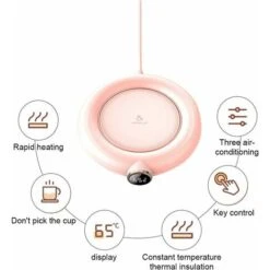 Coffee Mug Warmer, Automatic Shut Off USB Cup Warmer, Electric Beverage Heater, Tea Drink Heater Tray Mug Pad Heating Coaster Pad 220V (Pink) -Home Appliance Store 94197437 3
