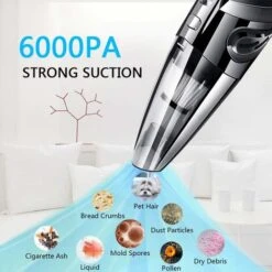 Cordless, Powerful And Portable 120W 2200mAh Handheld Vacuum Cleaner With Wet/Dry Function, Washable HEPA Filter And 5 Rechargeable Nozzles For Home, Table, Office, Car -Home Appliance Store 94517074 4