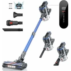 HONITURE Cordless Vacuum Cleaner 400W 33000PA Stick Vacuum With Touch Screen 55Min Runtime Battery Handheld Vacuum Lightweight Powerful Cordless Stick Vacuum For Hardwood Floors,Carpets,Pet Hair S12