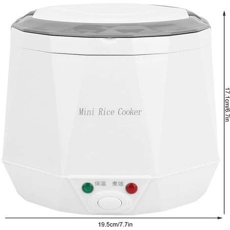 1.6 L Mini Rice Cooker - 12V Electric Food Steamer - Household Multi Cooker Portable Rice Cooking Steaming Pot For Car/Home/Travel - Kitchen Tool Instant Keep Warm (White) 6 1.6 L Mini Rice Cooker - 12V Electric Food Steamer - Household Multi Cooker Portable Rice Cooking Steaming Pot For Car/Home/Travel - Kitchen Tool Instant Keep Warm (White) - Image 4