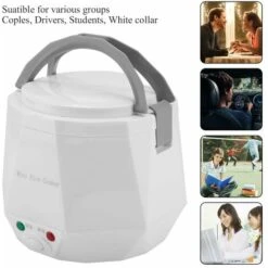 12V 100W 1.3 L Electric Portable Multifunctional Rice Cooker Food Steamer For Car White 8 12V 100W 1.3 L Electric Portable Multifunctional Rice Cooker Food Steamer For Car White -Home Appliance Store 95534299 3