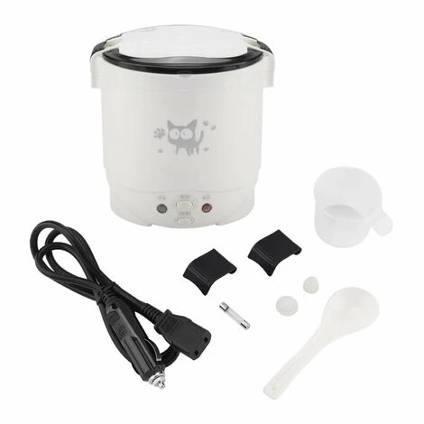 Mini Rice Cooker, 12V 100W 1L Electric Food Steamer, 2 Cups Portable Travel Steamer Small, All-in-1 Multi Cooker Stainless Waterproof Non-Stick Pot(White) 3 Mini Rice Cooker, 12V 100W 1L Electric Food Steamer, 2 Cups Portable Travel Steamer Small, All-in-1 Multi Cooker Stainless Waterproof Non-Stick Pot(White)