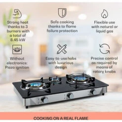 Klarstein Barzona 3 Camping Stove 3 Burners 3.4 KW & 0.75 KW & 4.3 KW Glass Top And Stainless Steel Housing -Home Appliance Store 95821199 2