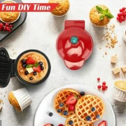 Waffle Iron Mini Waffles, Small Waffle Iron With Non-stick Coating For Classic Waffles, Waffle Iron Belgian Waffles For Children's Birthday Parties, Family Celebrations, Easter -Home Appliance Store 96178587 4