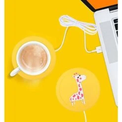 LITZEE Cup Warmer 1pcs Cup Warmer Mat Drink Coaster, Cartoon Silicone USB Cup Warmer Coaster Coffee Cup Electric Heating Pad Drink Coaster Drink Warmer Pad Portable Coffee Tea Pad For Home, Office。Yel -Home Appliance Store 96306951 2