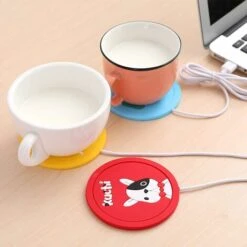 LITZEE Cup Warmer 1pcs Cup Warmer Mat Drink Coaster, Cartoon Silicone USB Cup Warmer Coaster Coffee Cup Electric Heating Pad Drink Coaster Drink Warmer Pad Portable Coffee Tea Pad For Home, Office。Yel -Home Appliance Store 96306951 5