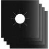 4Pcs Gas Hob Protector Teflon Silver Hob Gas Protector Gas Stove Protector Gas Stove Gas Burner Protector Anti-Corrosion Non-Stick (Black 2727cm) -Home Appliance Store 96487018 1